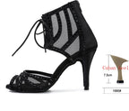 Women's Rhinestone Latin Dance Heels | Mesh & Satin | Stiletto