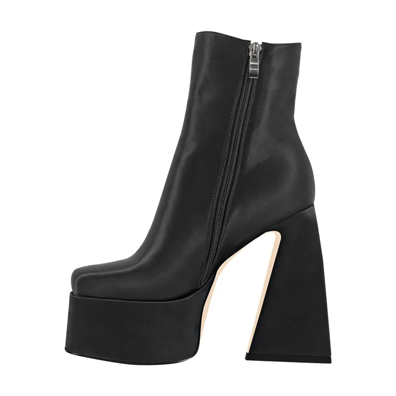 Square Toe Platform Ankle Boots | Chunky Heel | 6 Colors | Sizes 5–15