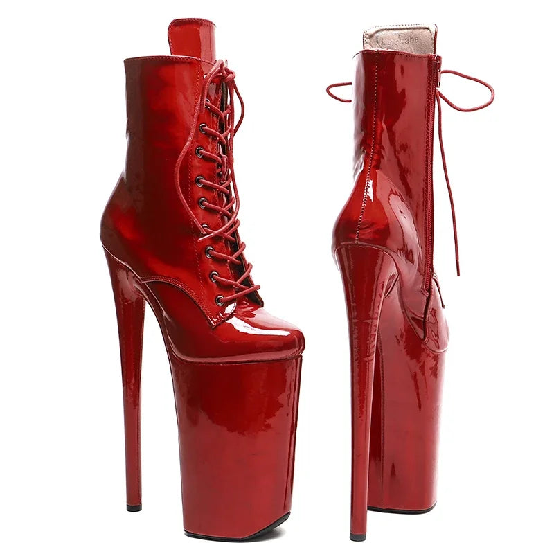 10-Inch Shiny Ankle Boots - Platform Dance Boots