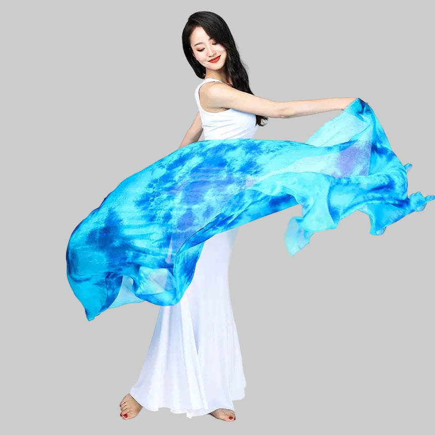 Tie Dye Silk Belly Dance Veil - Performance Scarf 250cm x 114cm
