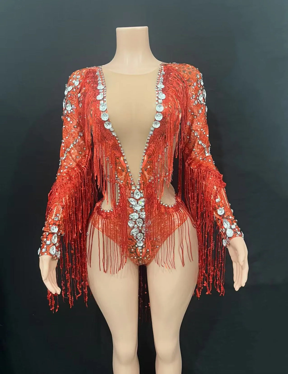 Sparkly Fringe Bodysuit | Long Sleeves