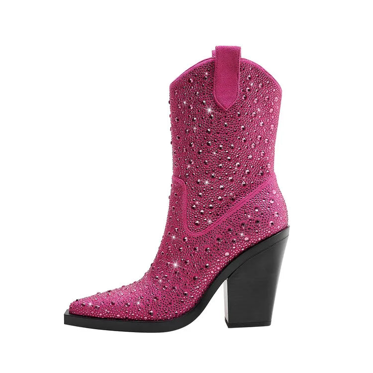 Rhinestone Western Mid-Calf Boots | Stage & Drag