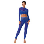 Prism Rhinestone Crop Top and Leggings Set