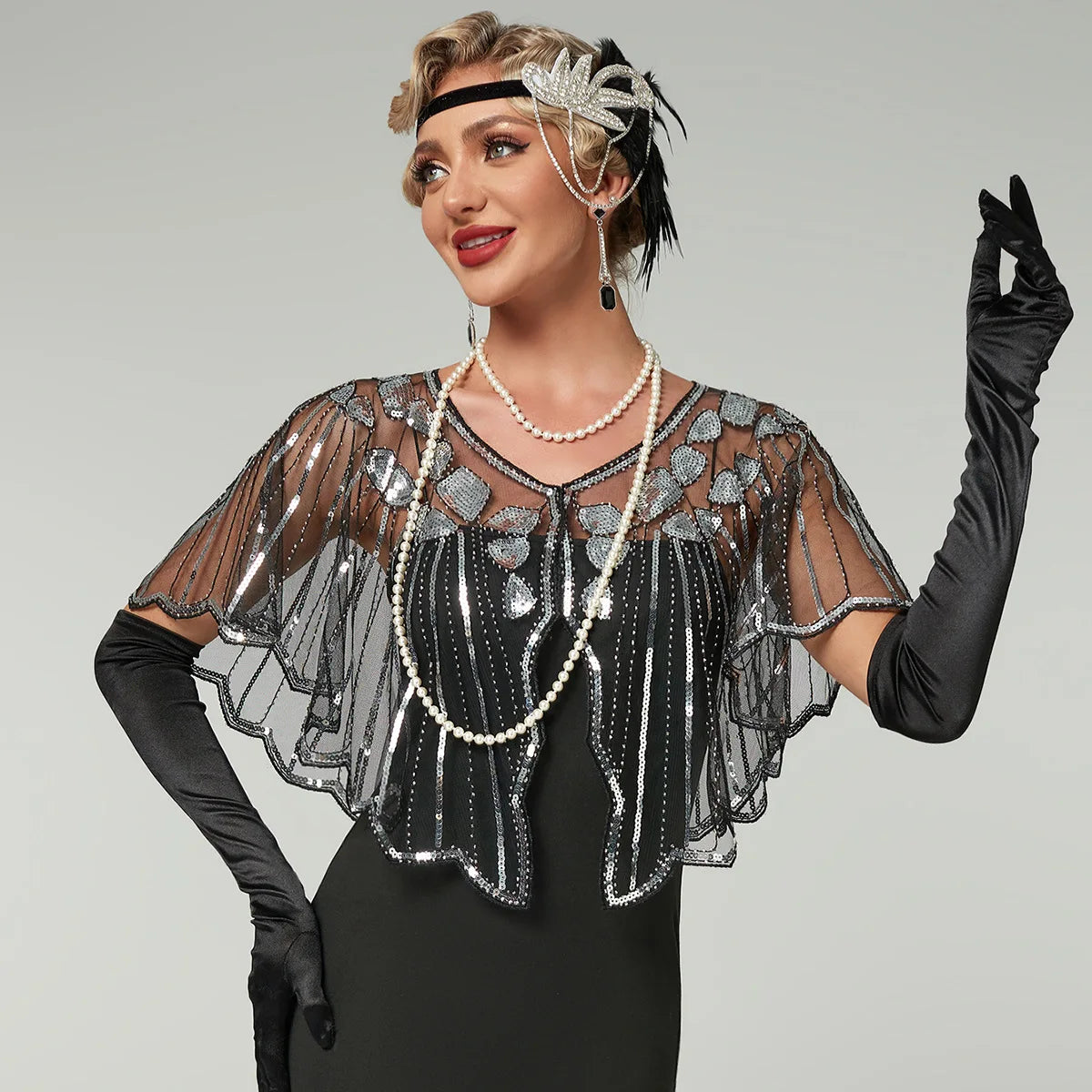 1920s Sequin Beaded Cape | Butterfly Sleeve | Flapper Bolero