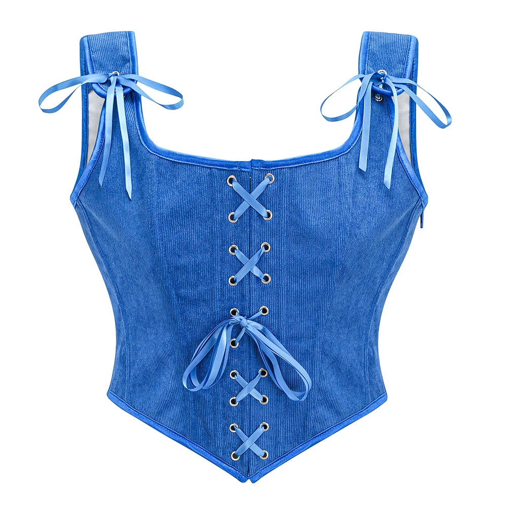 Lace-Up Overbust Corset Top | Gothic Steampunk | Zip Side