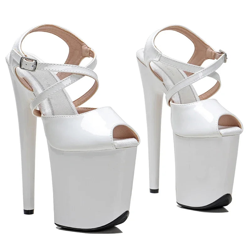 20cm Open Toe Platform Pole Dance Sandals - 8 Inch High Heels