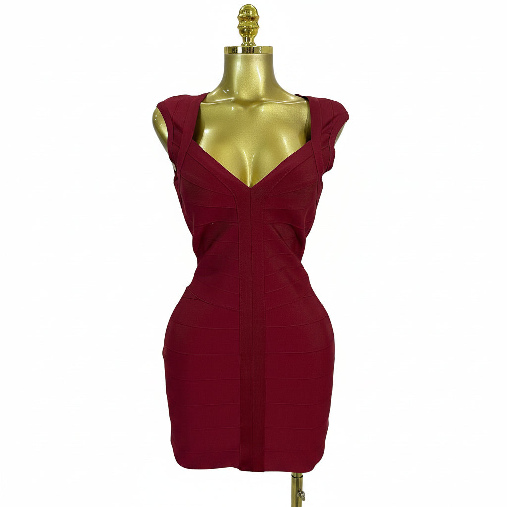 Deep V-Neck Bodycon Mini Bandage Dress | Stage & Performance