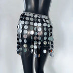 Acrylic Sequin Tassel Mini Skirt - Handmade See-Through Party Skirt
