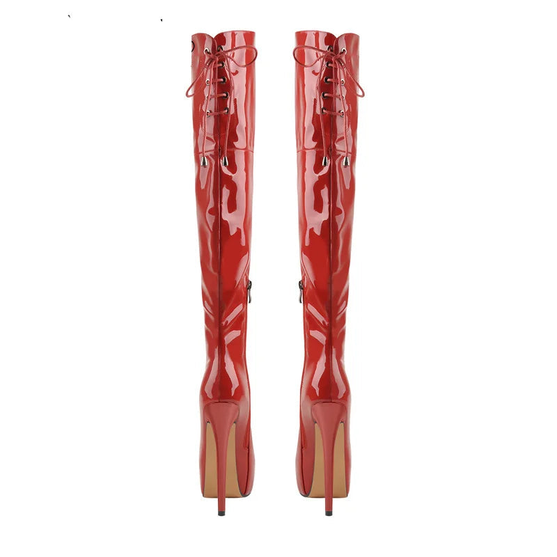Thigh-High Platform Boots | Patent Leather | 16cm Heel