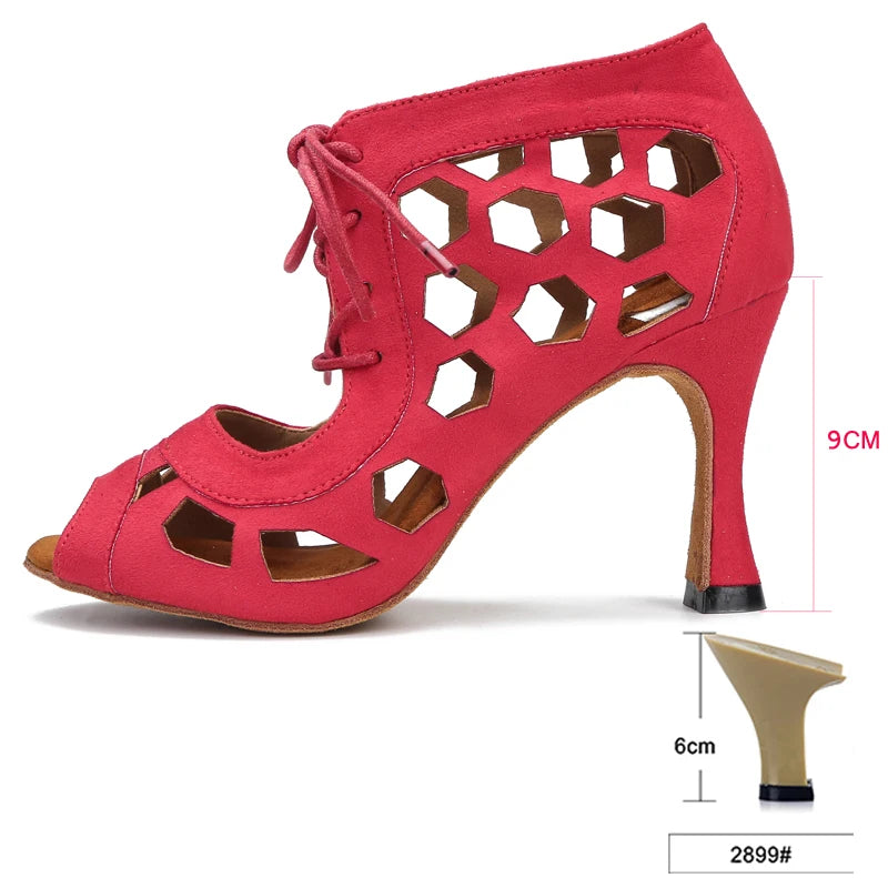 Women's Suede Latin Dance Heels | Rumba Salsa Tango | Cuban Heel