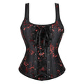 Embroidered Floral Corset | Overbust Bustier | Red & Black