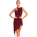 Women's Asymmetric Hem Dance Dress | Mesh & Lace Patchwork | Lyrical, Latin & Performance