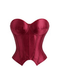 Burgundy Satin Corset Top | Side Zip | Hourglass Shaping