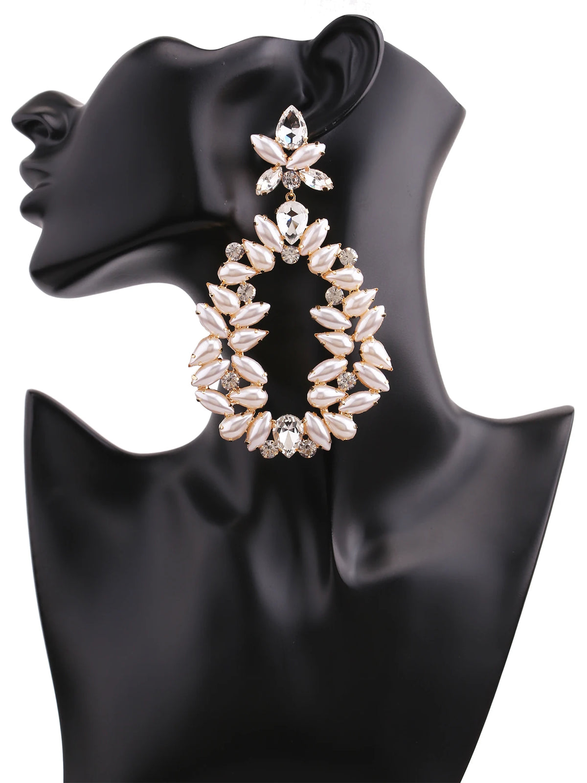 Faux Pearl Drop Earrings | Rhinestone Sparkle | Clip or Pin