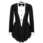 Midnight Tuxedo Ruffle Leotard Dress