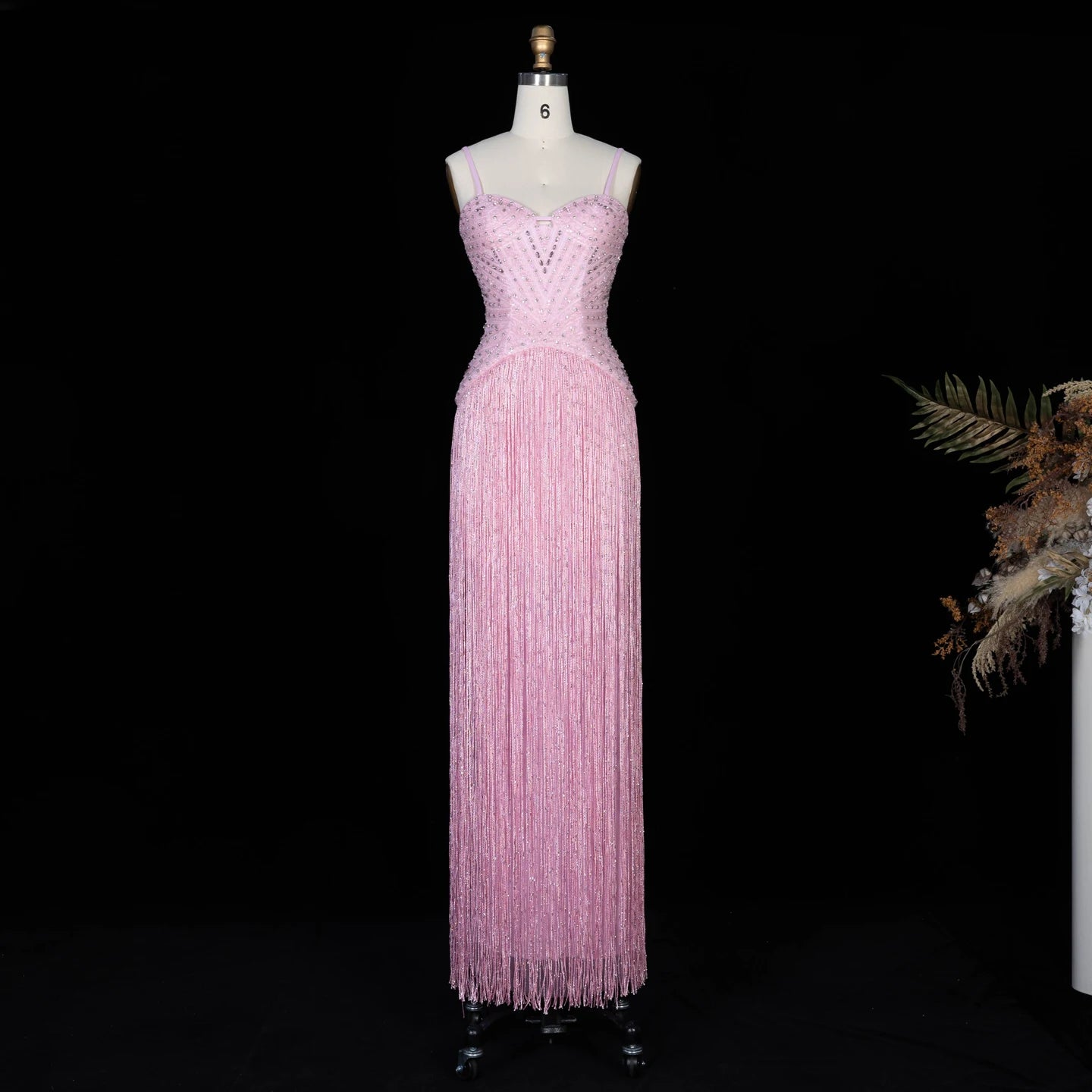 Crystal Tassel Fringe Gown | Sweetheart | Floor-Length