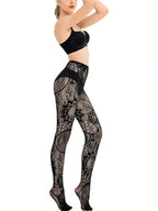 Jacquard Lace Fishnet Tights | Gothic Pantyhose | One Size