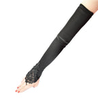 Satin Fingerless Gloves | Embroidered Lace