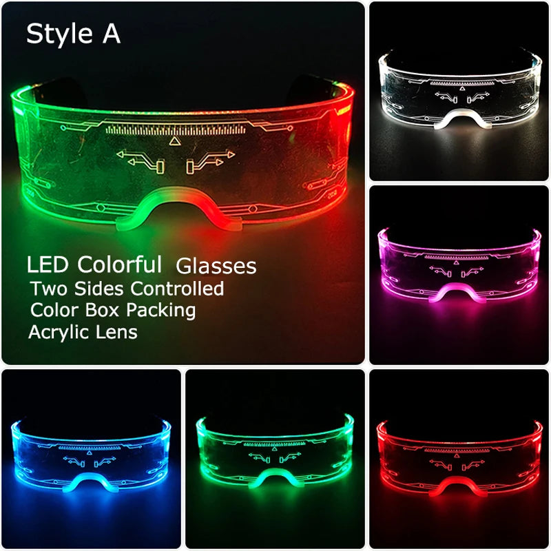 LED Acrylic Visor Glasses | 12-Mode Light-Up Rave Eyewear
