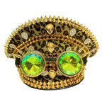 Steampunk Captain Hat | Leopard Print & Gold Goggles | Size 58/59