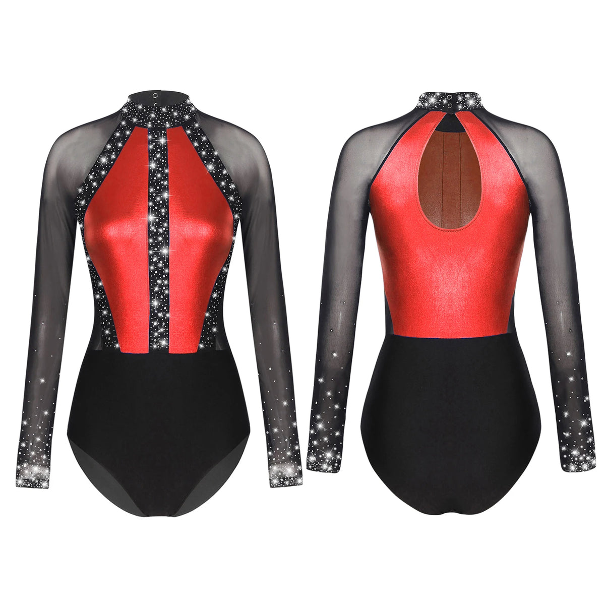 Rhinestone Catsuit | Mesh Sleeves | Stage Ready