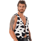 Cow Print Flannel Vest | Men's Festival Costume