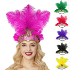 Showgirl Feather Headdress | Crystal Crown | 8 Colors