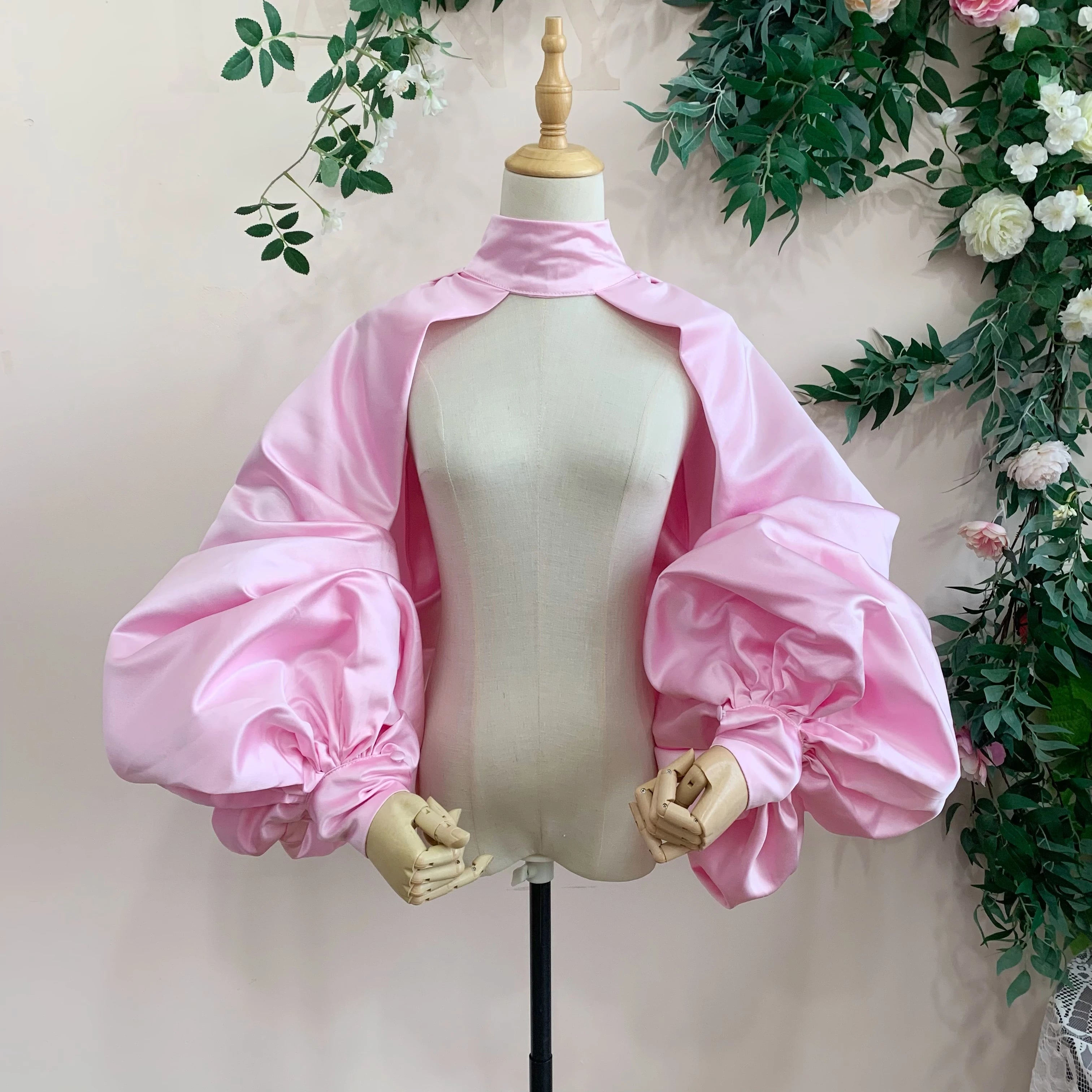 Satin Bolero | Puffy Sleeves & High Neck | Pageant & Stage