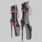 26CM Snakeskin Platform Pole Dance Boots - Exotic High Heel Performance Shoes