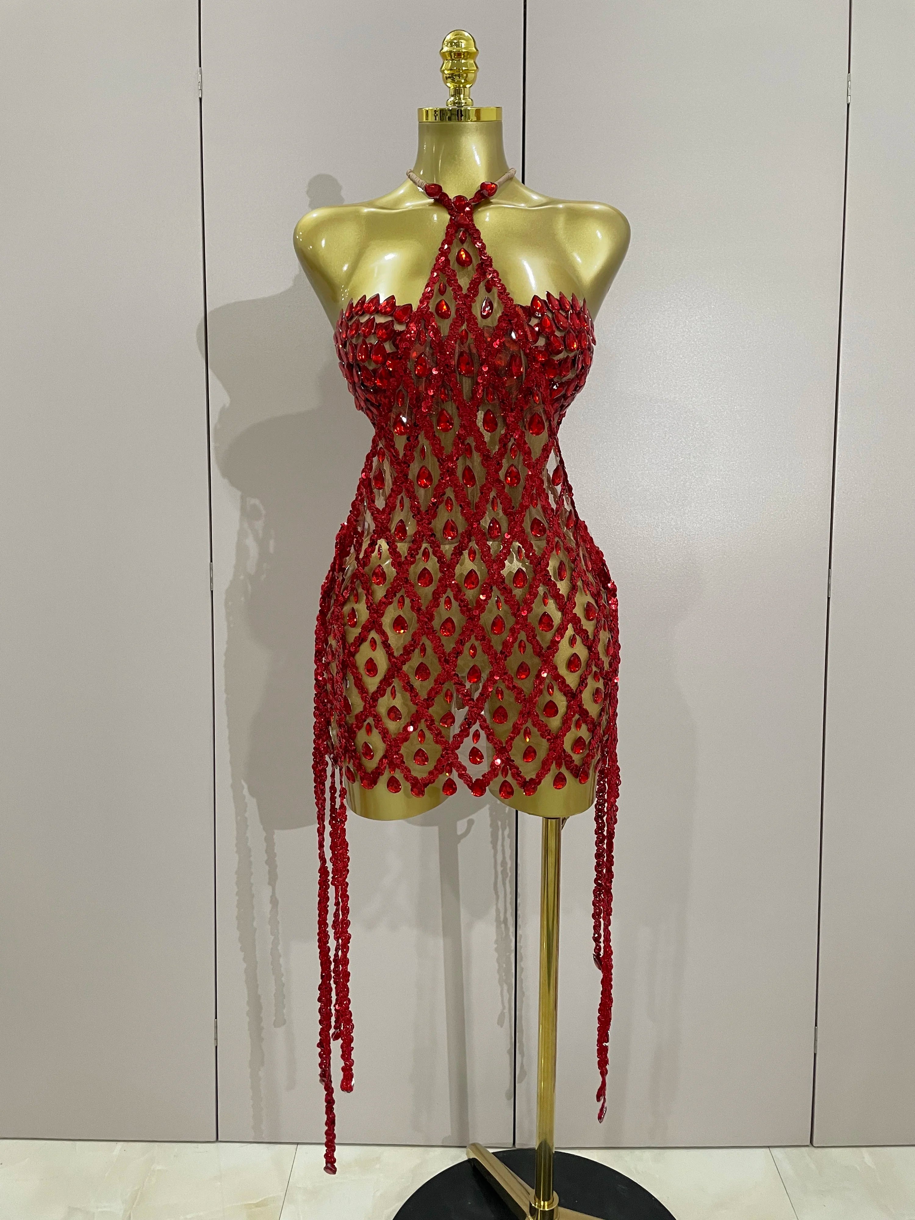 Beaded Fringe Lattice Two-Piece Set | Bra & Mini Skirt | Belly Dance