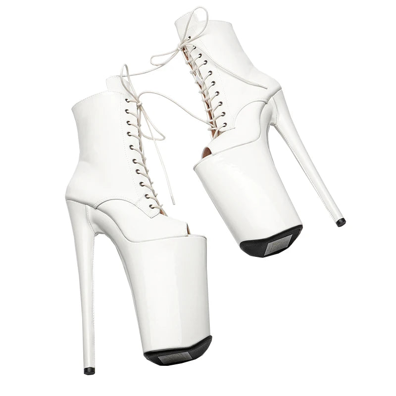 10-Inch Patent Open-Toe Ankle Boots