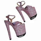 20cm Holographic Platform Sandals - Glitter Dance Heels