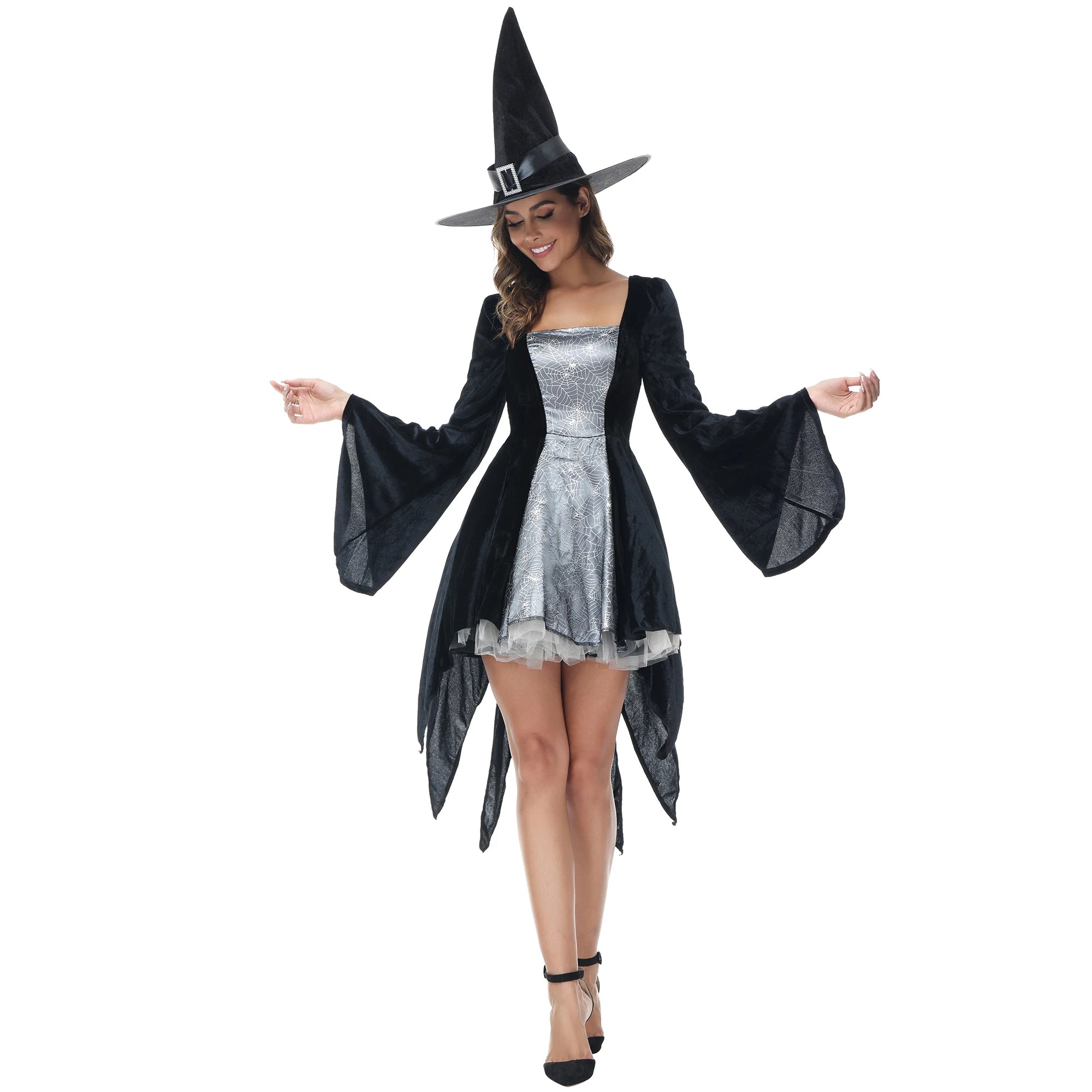 Witch Costume Set | Dress & Hat | 5 Colors | XS-XXXL