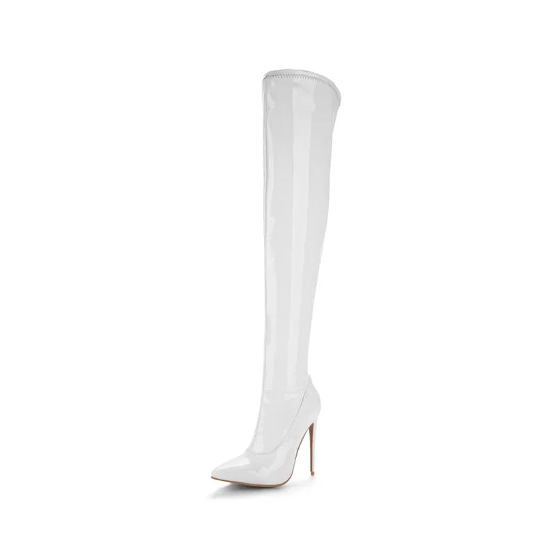 Patent Finish Over-the-Knee Boots | Side Zip | 12cm Heel