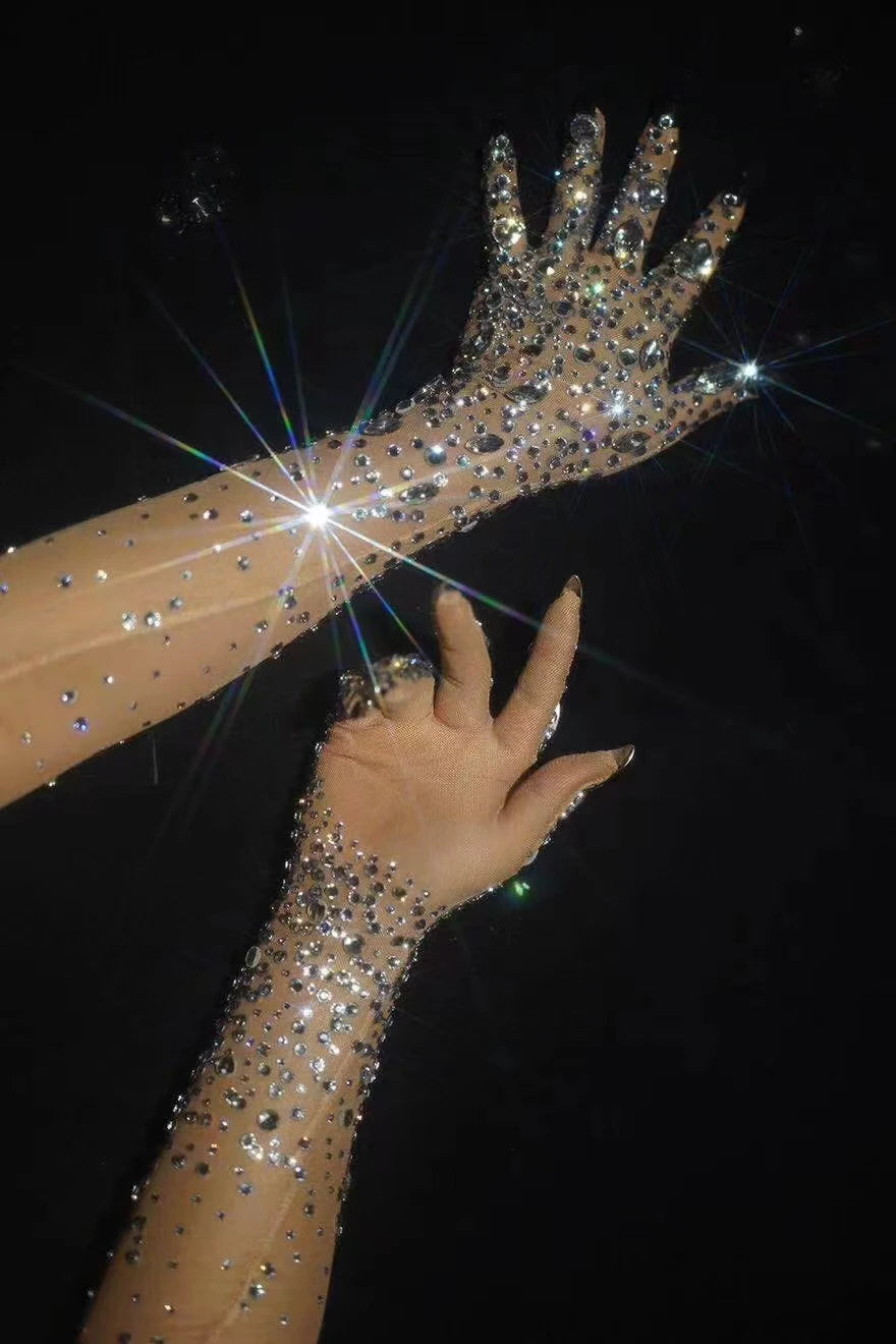 Stretch Rhinestone Gloves