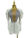 Rhinestone Velvet Mini Dress | Long Sleeve | Stage