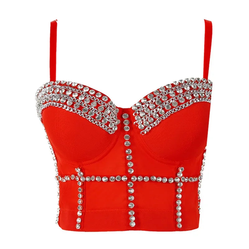 Rhinestone Beaded Bustier Bra Top | Stage & Party