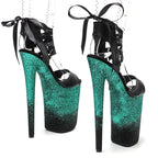 9-Inch Matte Glitter Platform Sandals - Open Toe Dance Heels