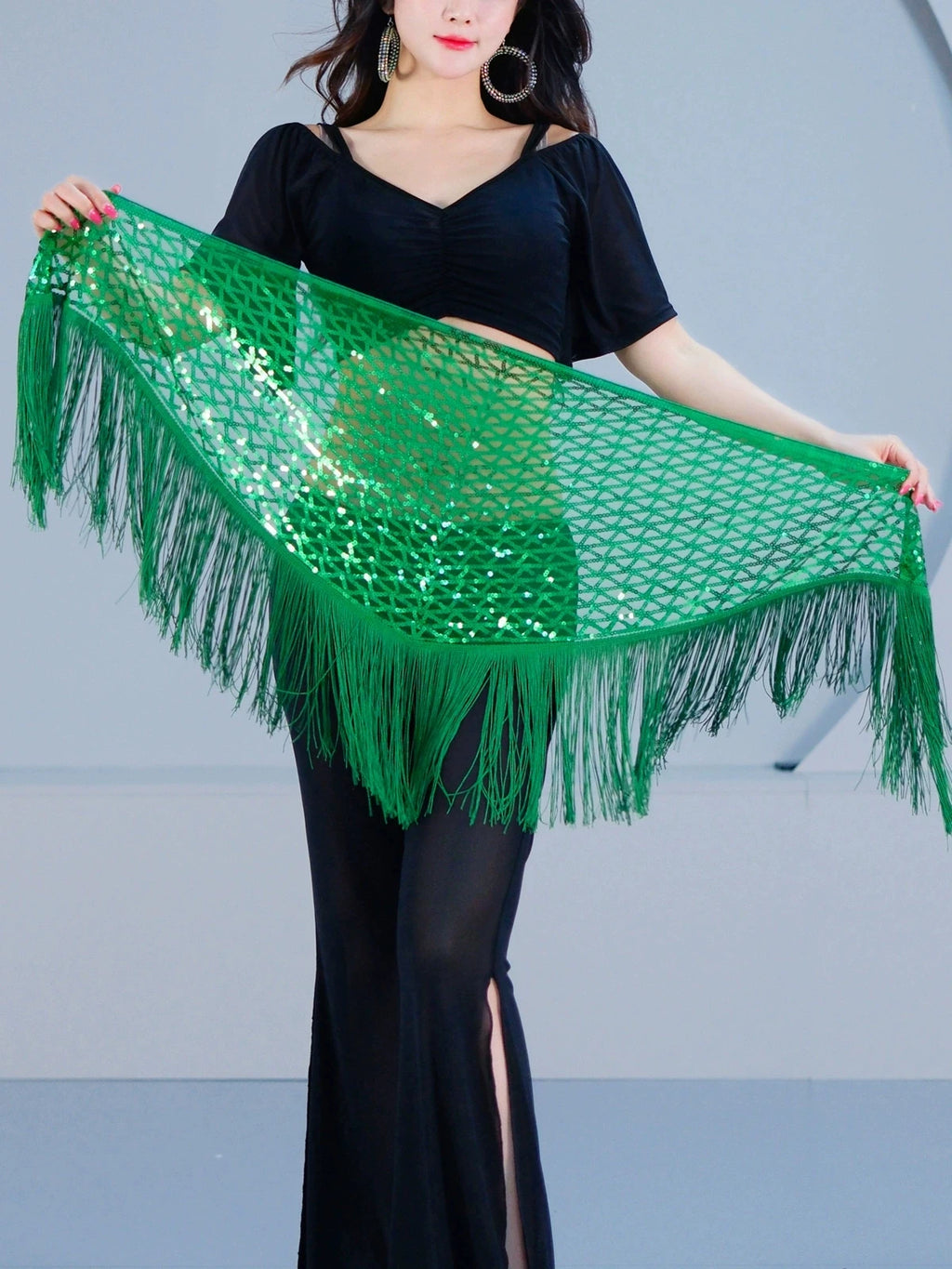 Sequin Triangle Hip Scarf | Fringe Belt | 8 Colors