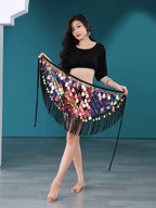Belly Dance Top & Sequin Hip Wrap Set | Fringe Skirt