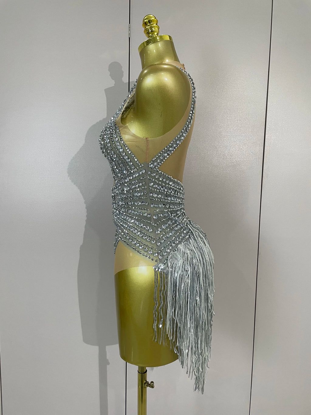 Silver Diamond Tassel Bodysuit | Stage & Club