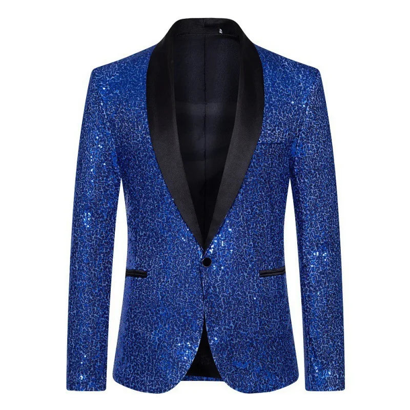 Men's Sequin Blazer | Shawl Collar | Stage & Performance | 12 Colors