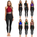 One Shoulder Rhinestone Mesh Jumpsuit | Dance Unitard