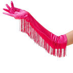 Fringe Tassel Opera Gloves — Elbow Length, 45cm | Rose Red, Red, White, Black