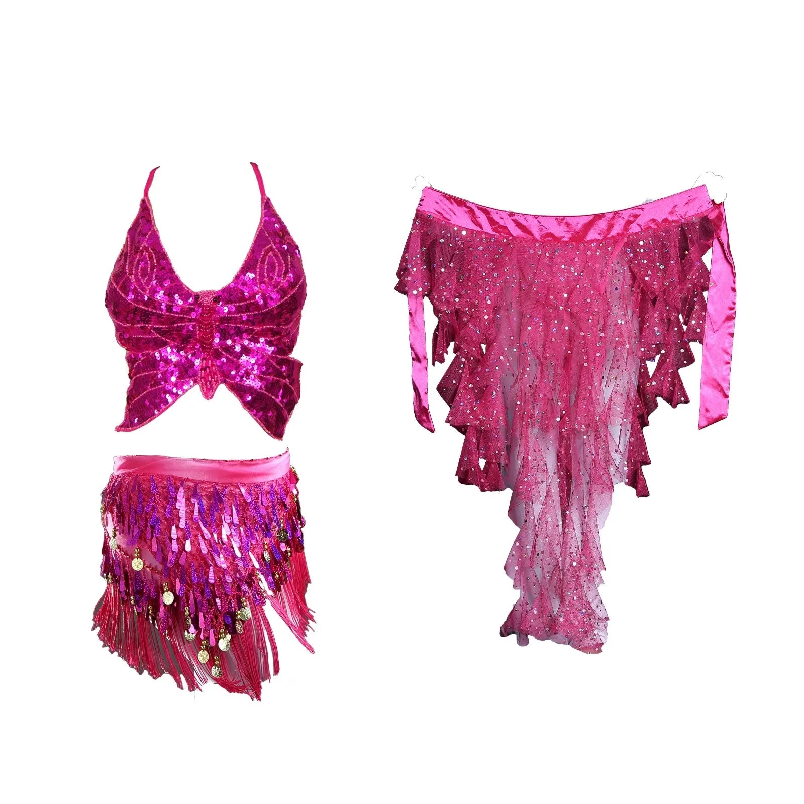 Belly Dance Sequin Halter Bra Top | Padded | Backless | 18 Colors