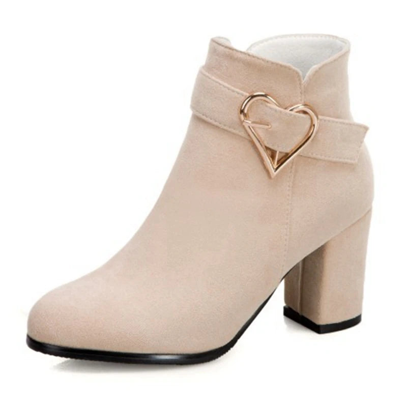 Flock Ankle Boots | Square Heel | Lace-Up | EU 33–52