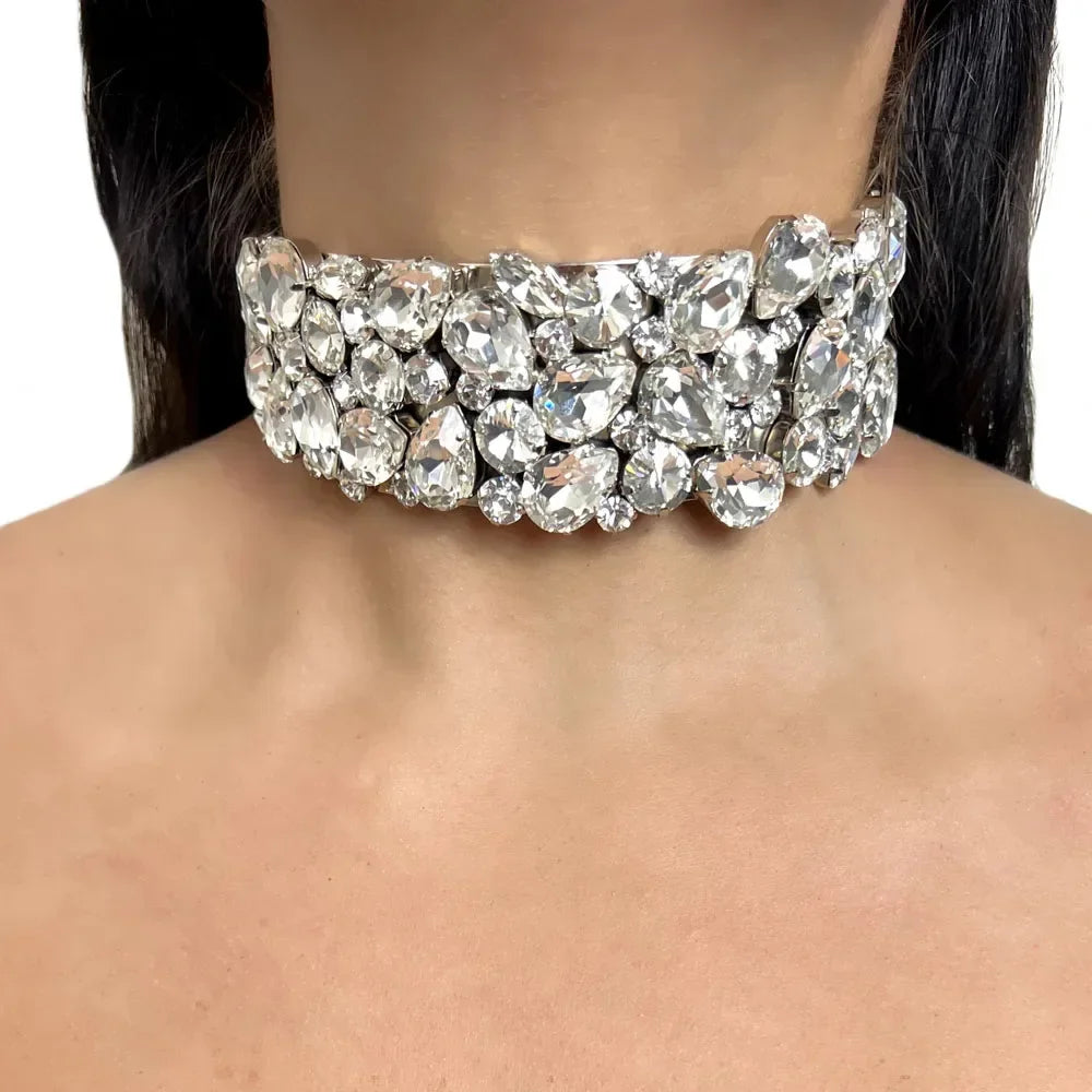 Rhinestone Choker | Wide Teardrop Collar