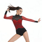 Prism Rhinestone Mesh-Sleeve Performance Leotard