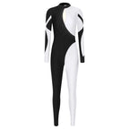 Rhinestone Jumpsuit | Color Block | Long Sleeve