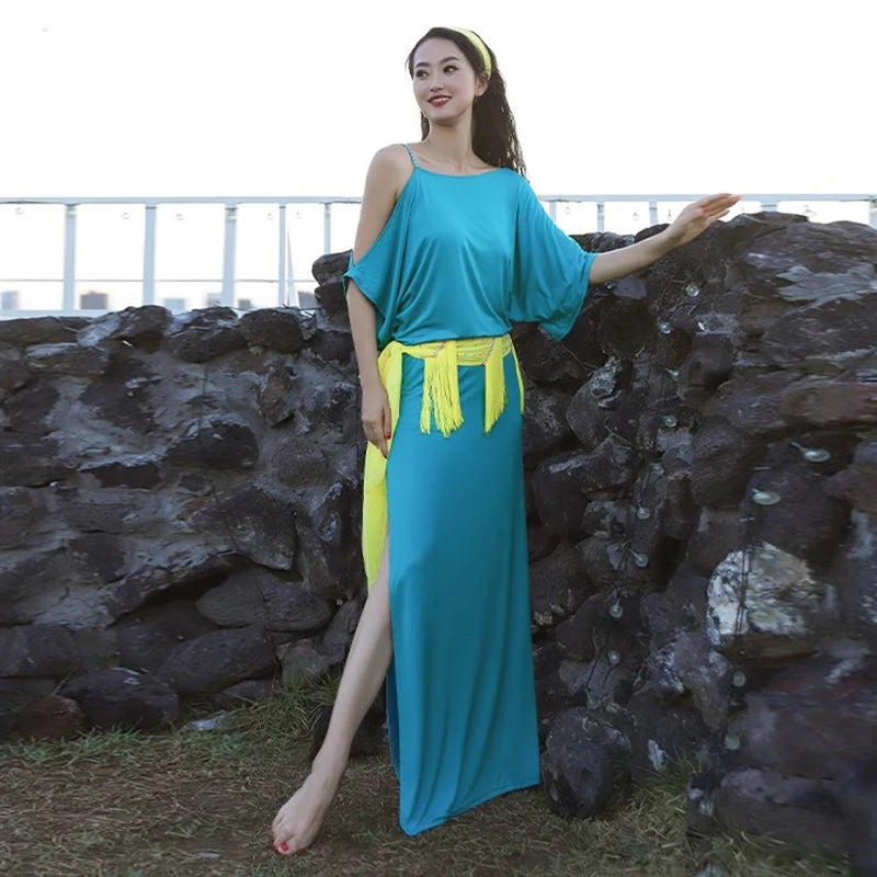 Saidi Baladi Dress | Silk 4-Piece Set with Belt & Headpiece